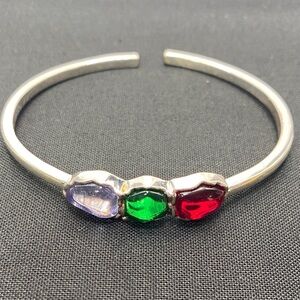 Elegant Silver Bracelet with Multicolor Stones
